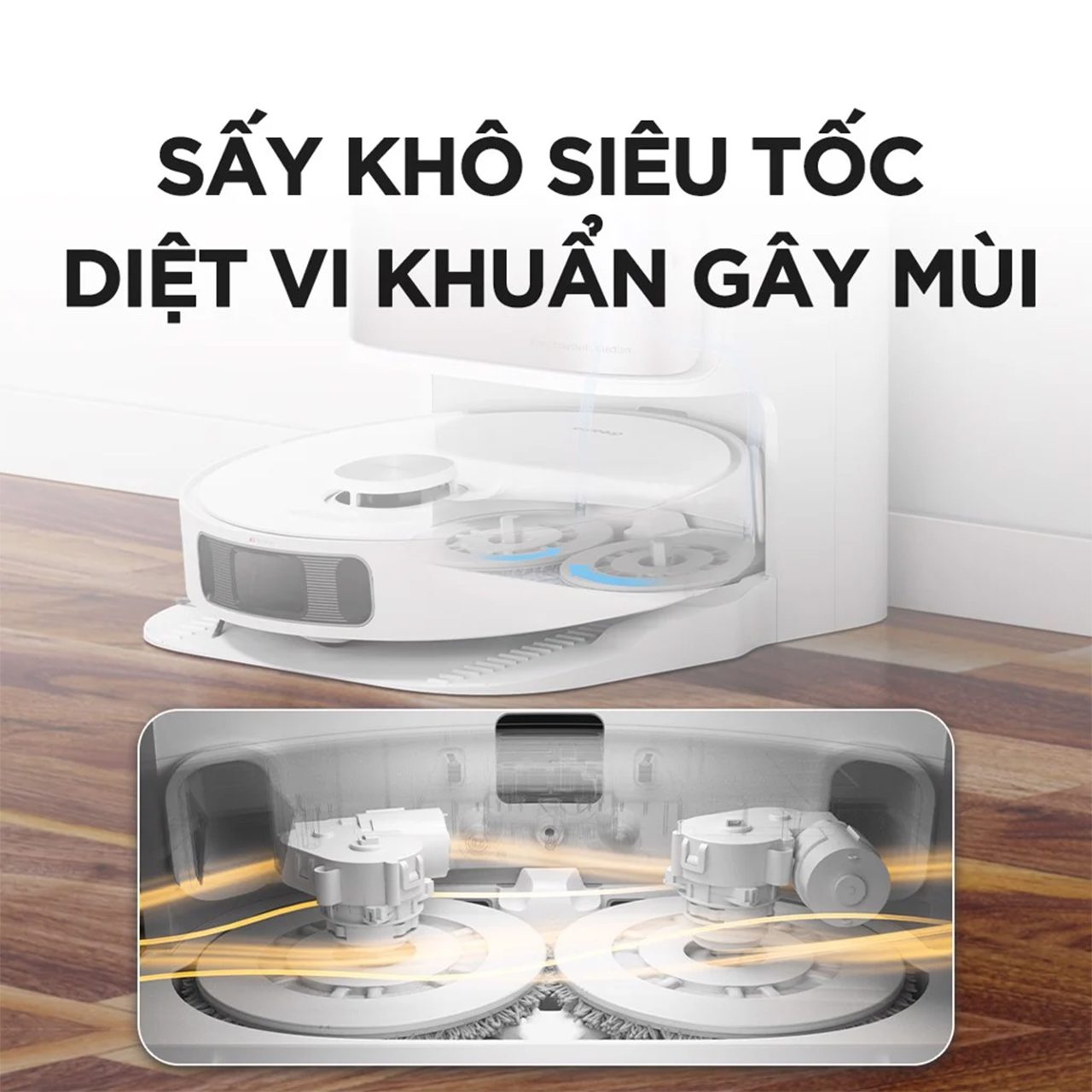 Dreame Bot L10 Ultra sấy khô siêu tóc và diệt vi khuẩn gây mùi