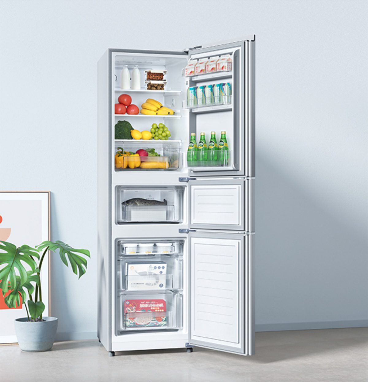 Tủ lạnh Xiaomi Mijia 216L, 3 cửa, thiết kế mỏng, tiết kiệm điện