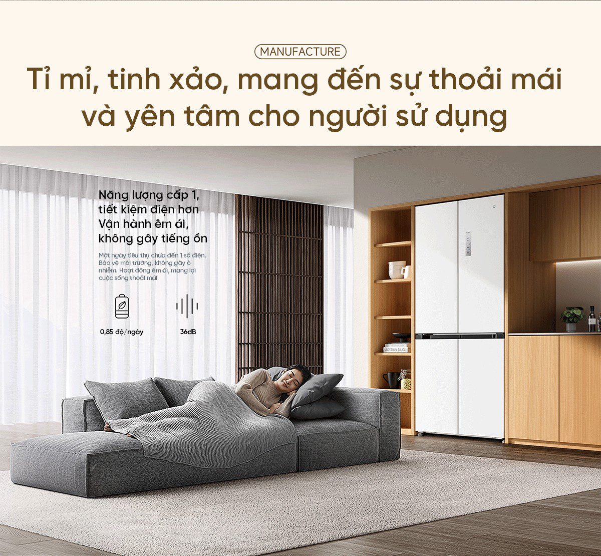 Tủ lạnh Xiaomi Mijia 508L, 4 cửa, thiết kế siêu mỏng