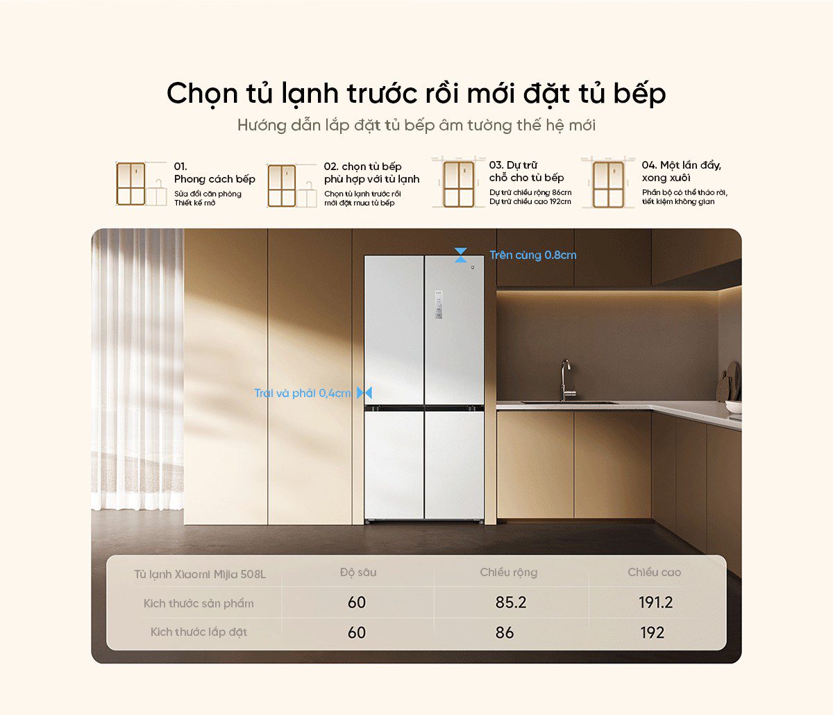 Tủ lạnh Xiaomi Mijia 508L, 4 cửa, thiết kế siêu mỏng