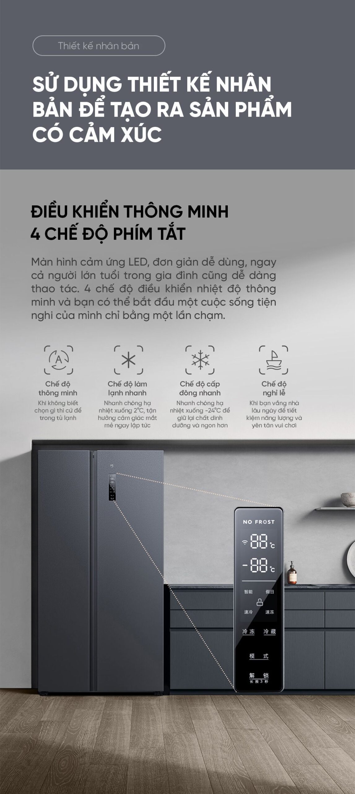 Tủ lạnh Xiaomi Mijia 536L, Side by Side, làm lạnh nhanh, tiết kiệm điện