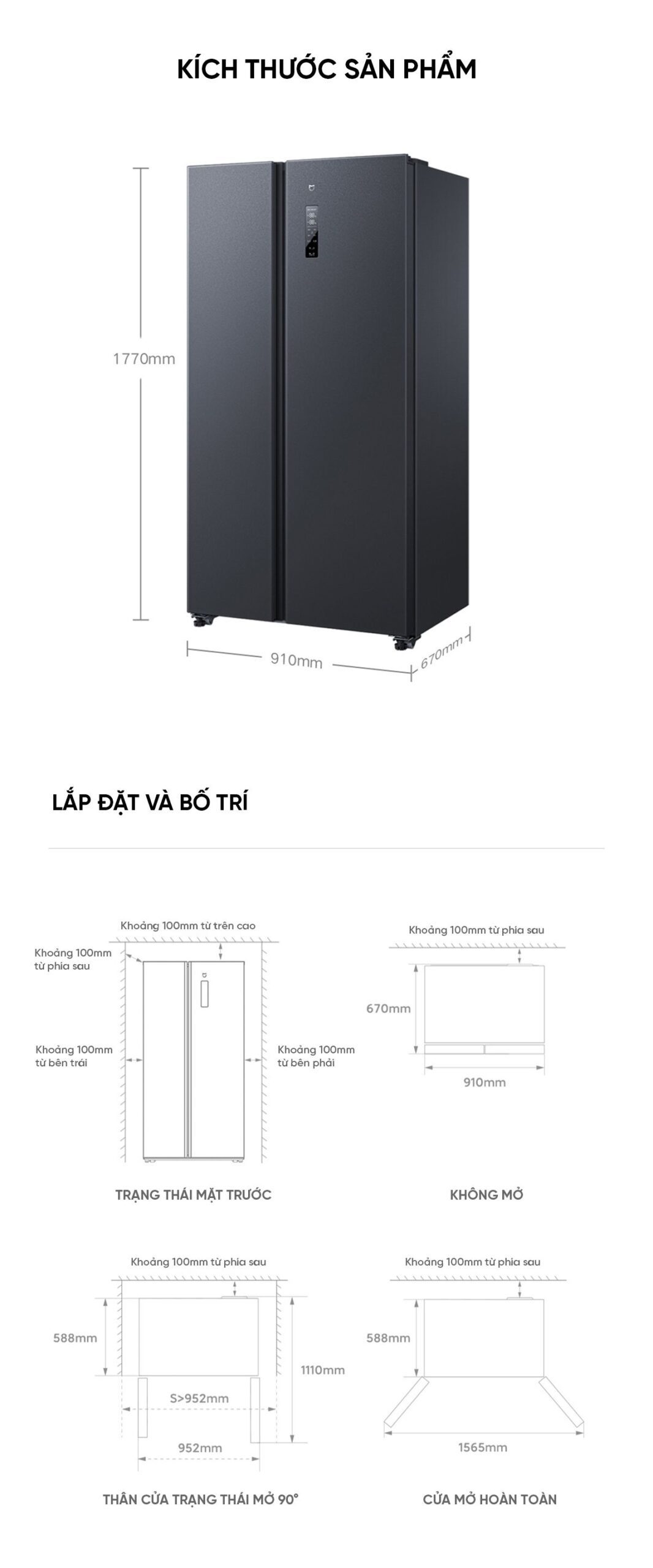 Tủ lạnh Xiaomi Mijia 536L, Side by Side, làm lạnh nhanh, tiết kiệm điện