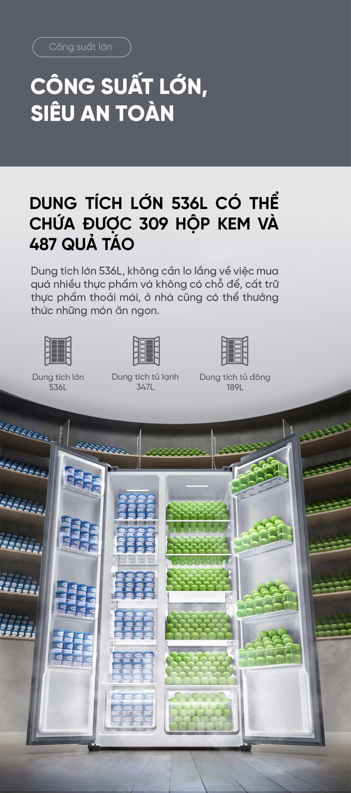 Tủ lạnh Xiaomi Mijia 536L, Side by Side, làm lạnh nhanh, tiết kiệm điện