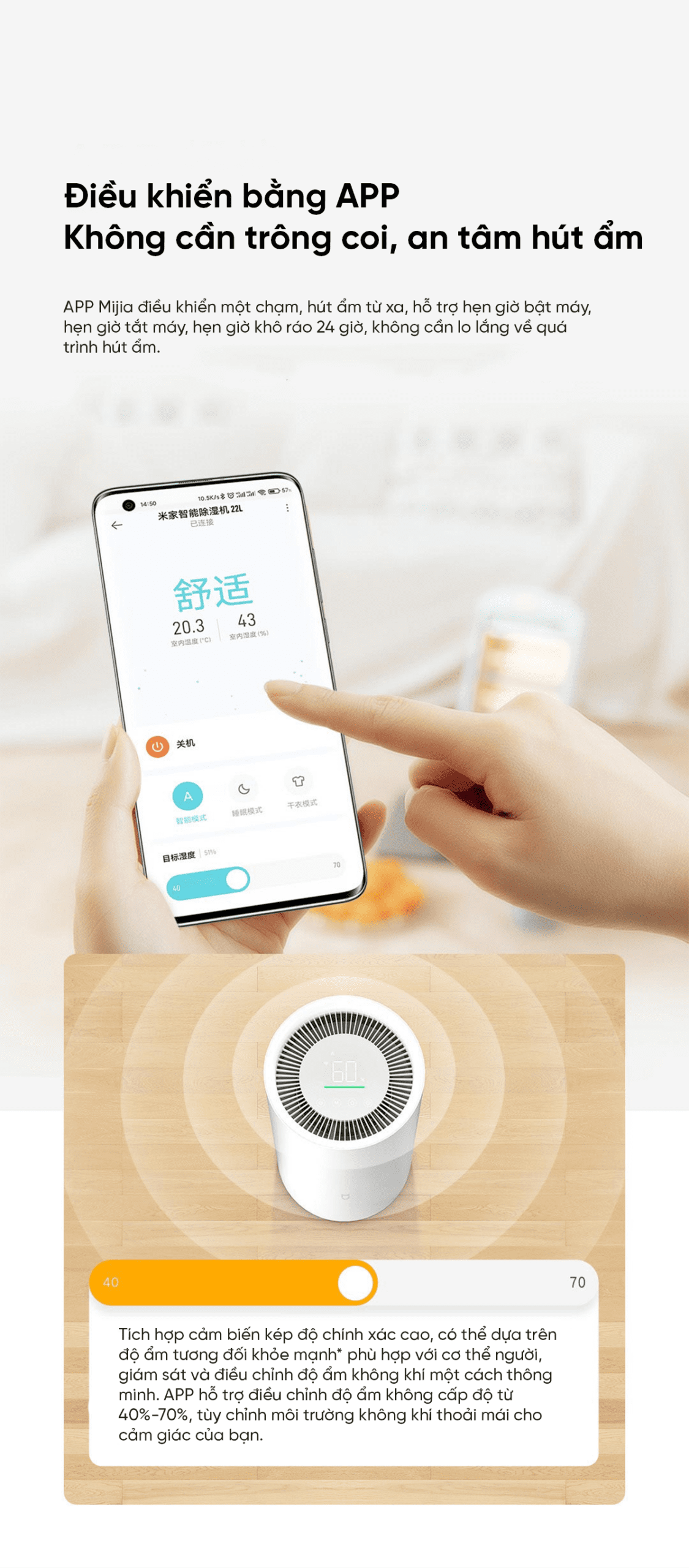 Máy hút ẩm thông minh Xiaomi Mijia 22L