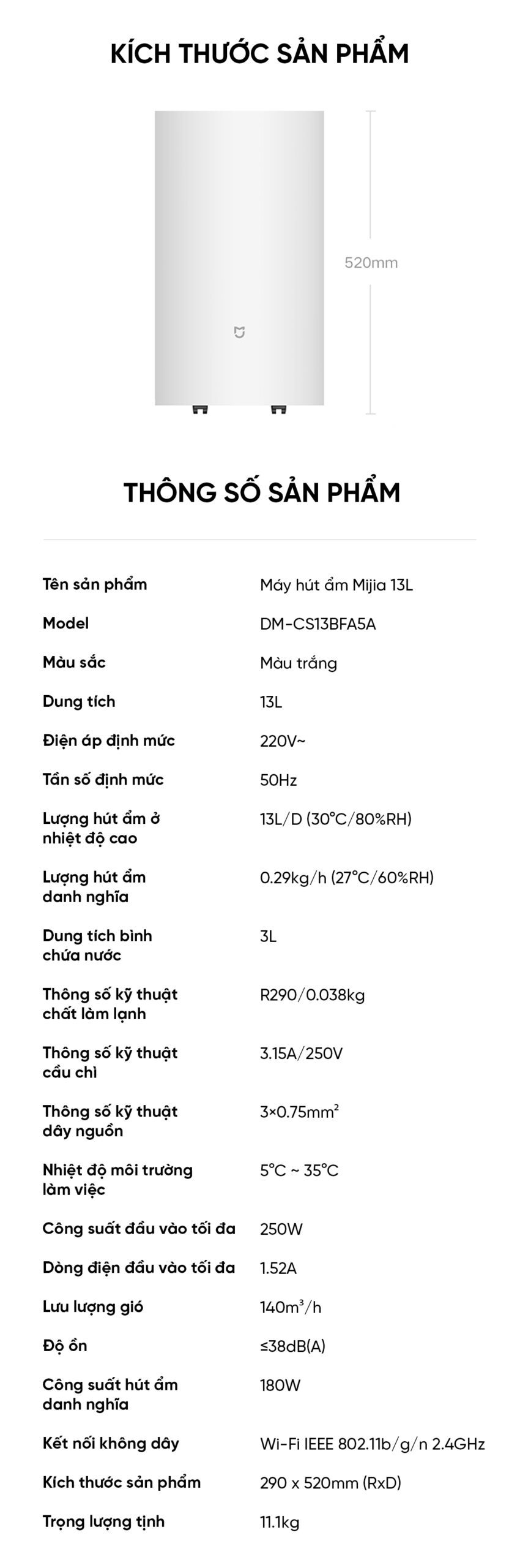 Máy hút ẩm thông minh Xiaomi Mijia 13L