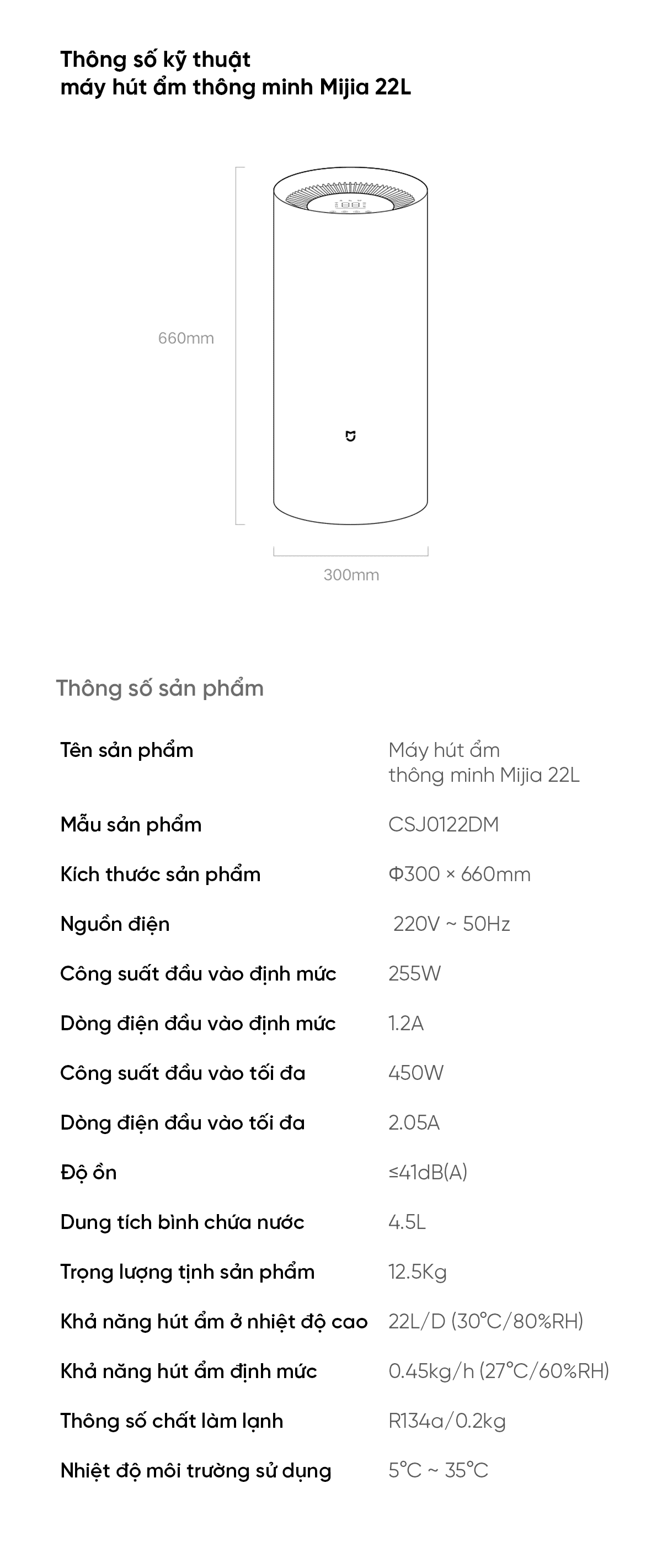 Máy hút ẩm thông minh Xiaomi Mijia 22L