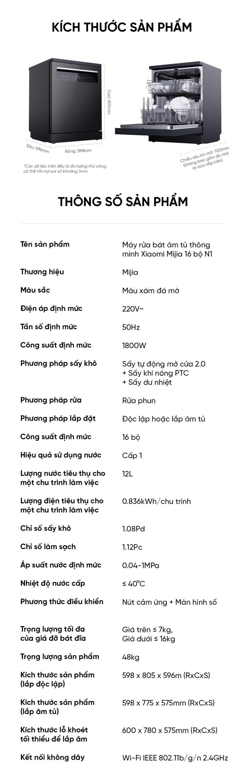 Máy rửa bát Xiaomi Mijia N1 16 bộ