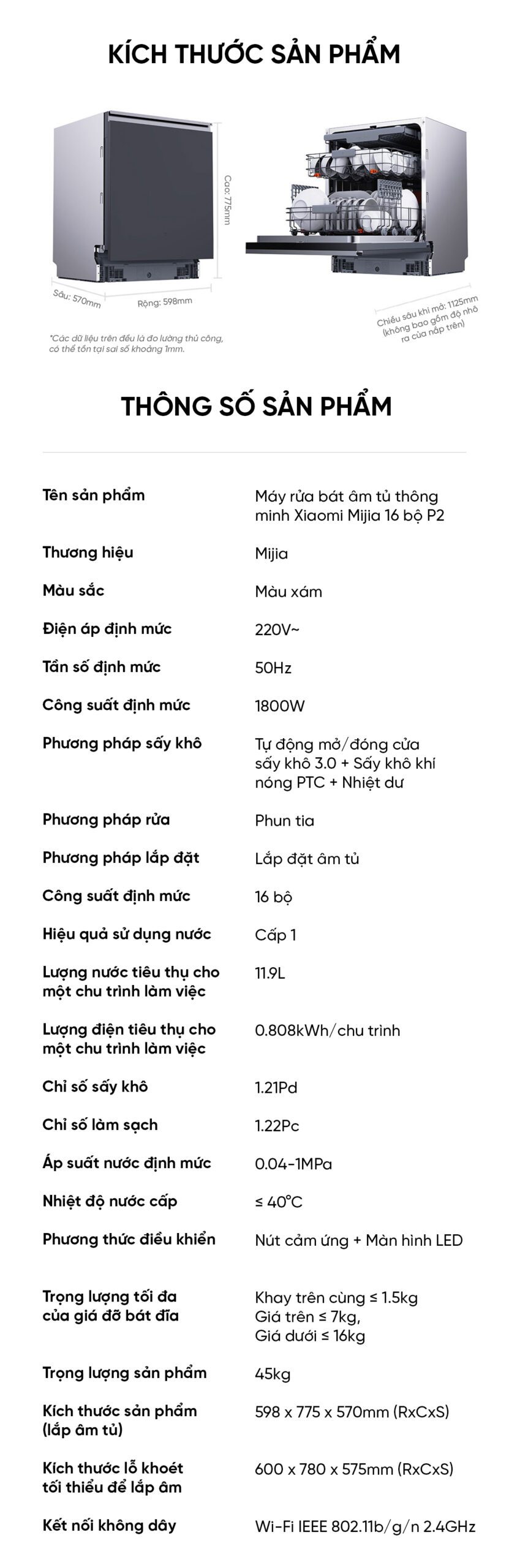 Máy rửa bát Xiaomi Mijia P2 16 bộ