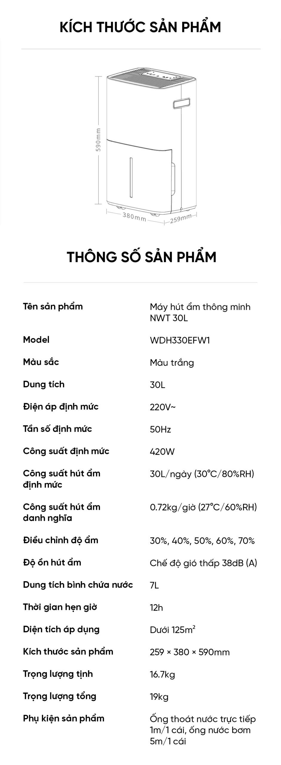 Máy Hút Ẩm Xiaomi NWT 30L Thông Minh