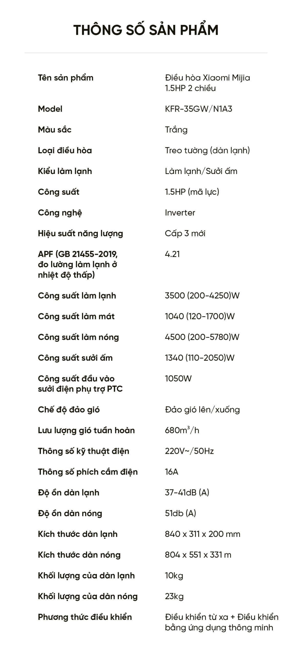 Điều hòa Xiaomi Mijia KFR-35GW/N1A3 1.5HP 2 chiều