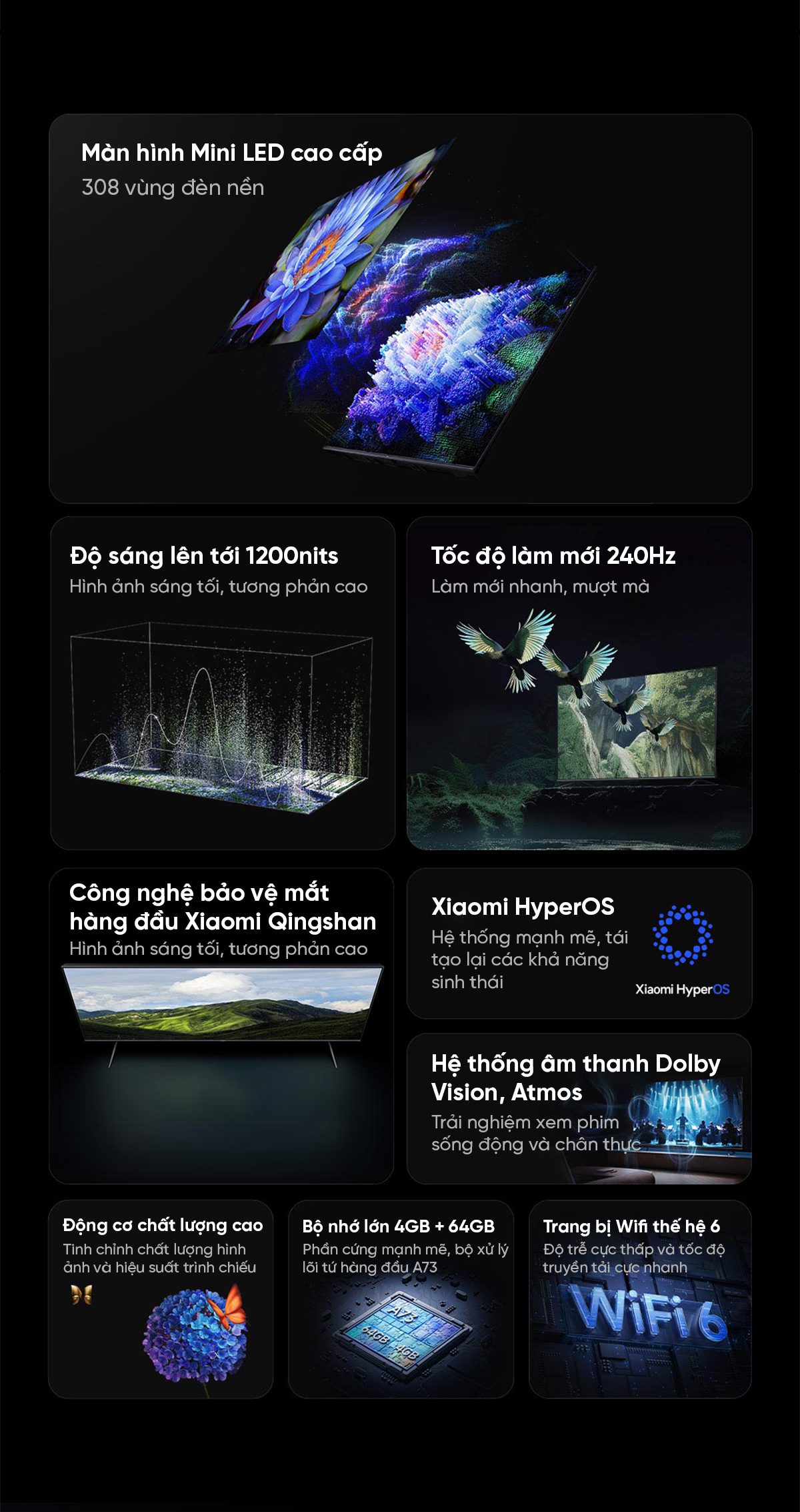 Tivi Xiaomi S 55 Mini LED 55 Inch 240Hz Ram 4/64GB