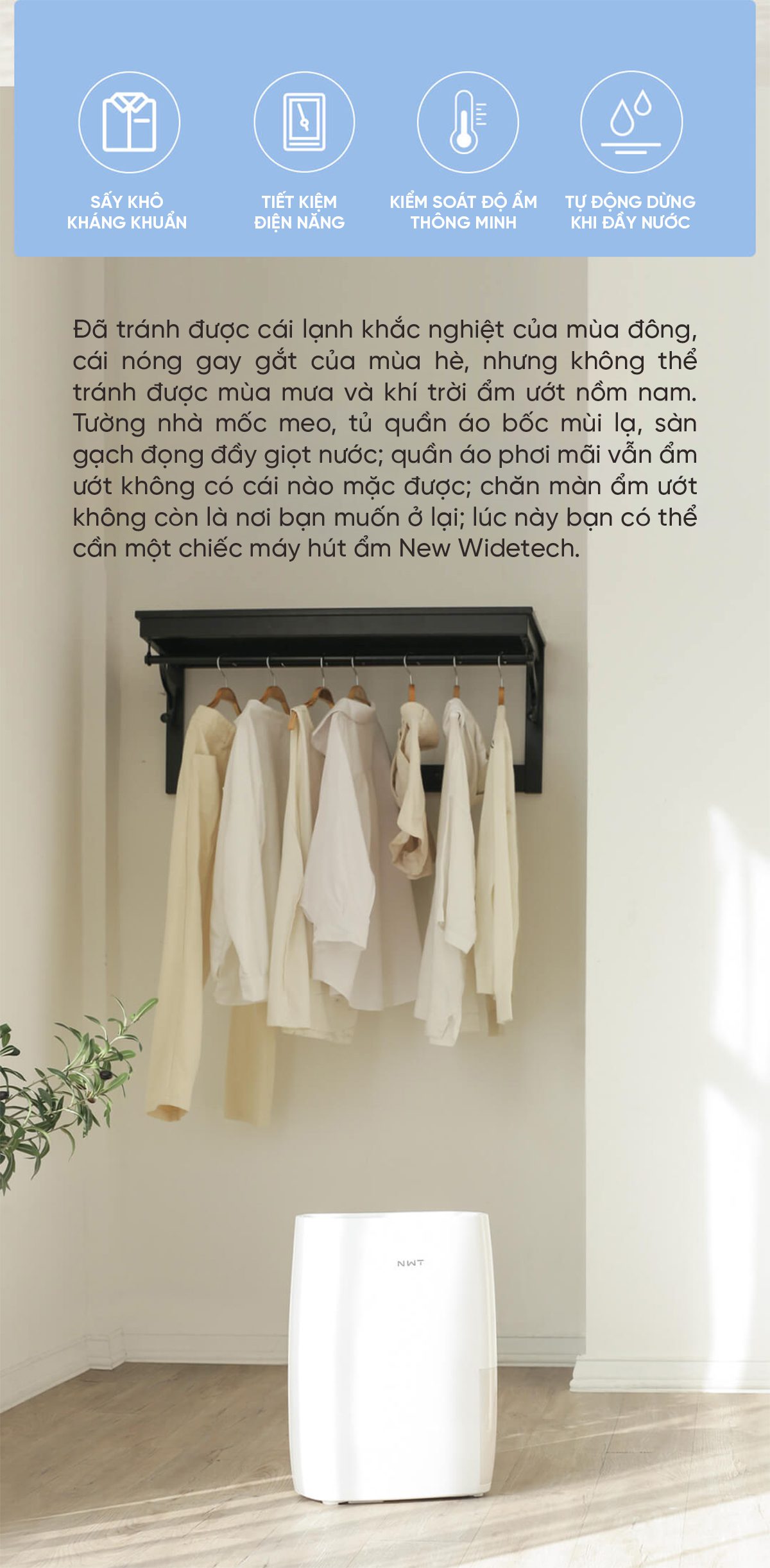 Máy Hút Ẩm Xiaomi NWT 18L Thông Minh