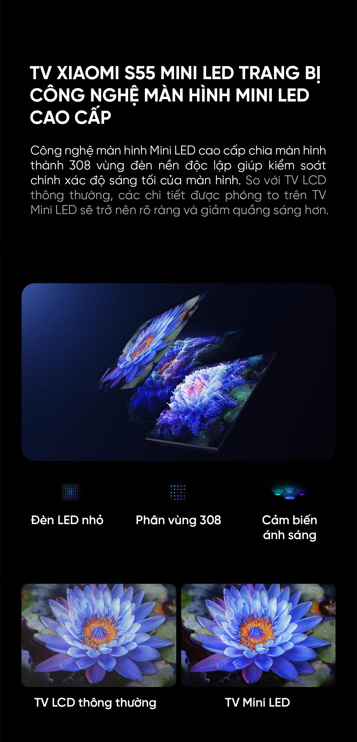 Tivi Xiaomi S 55 Mini LED 55 Inch 240Hz Ram 4/64GB