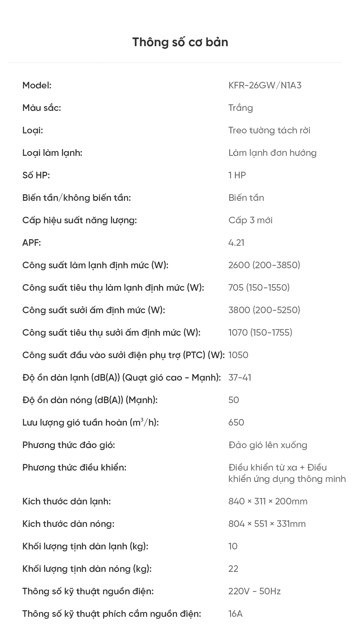 Điều hòa Xiaomi Mijia KFR-26GW/N1A3 1HP 2 chiều