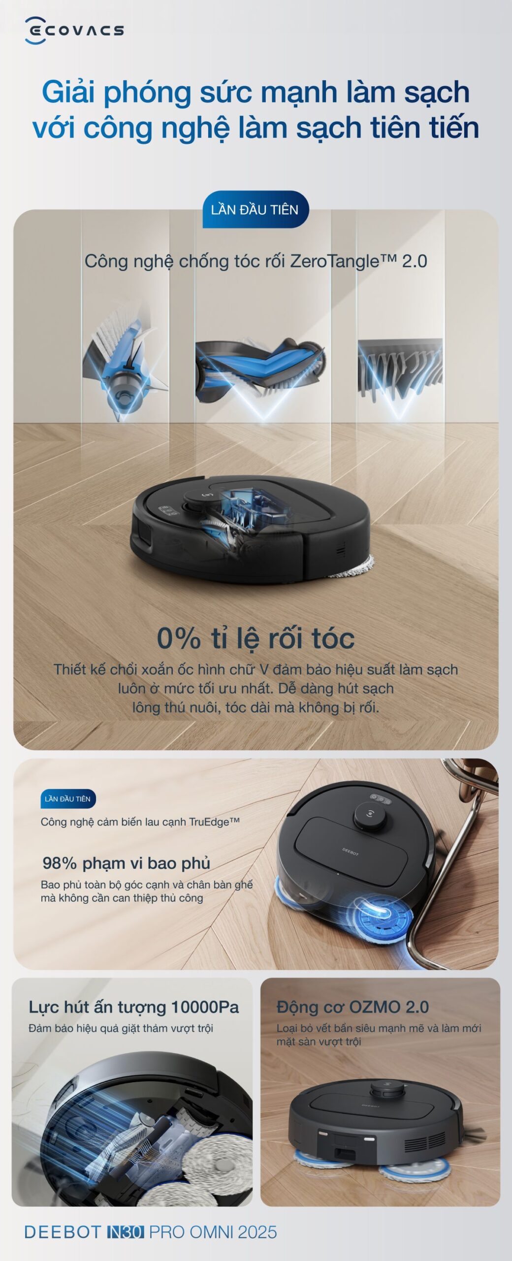 Robot hút bụi Ecovacs N30 Pro OMNI Bảo hành tận nhà