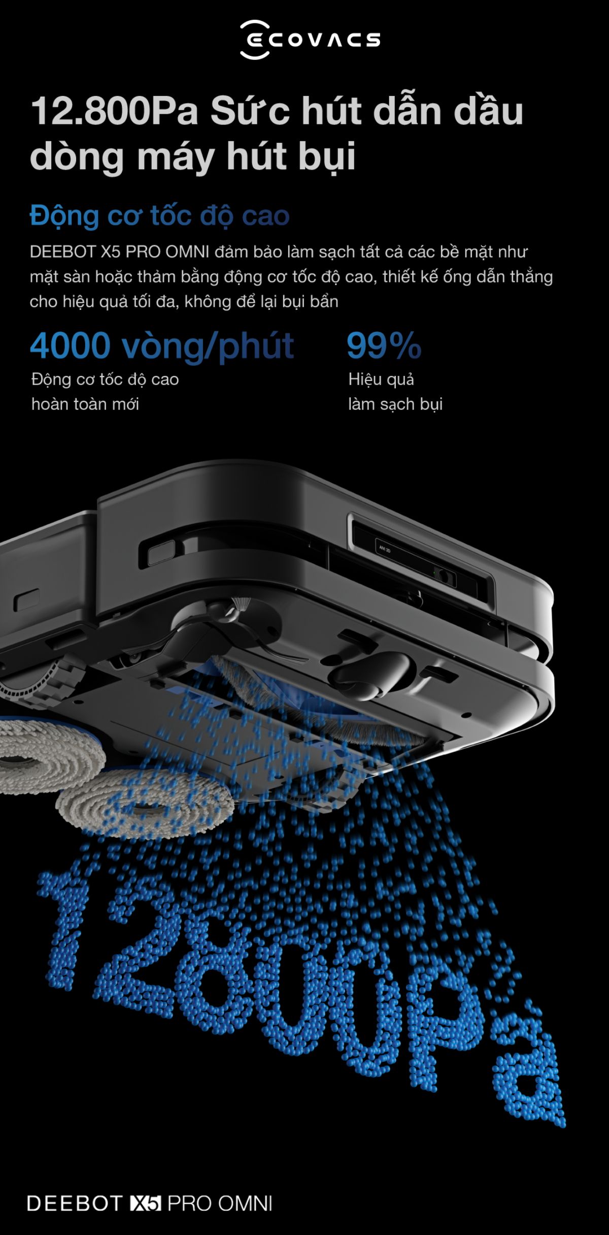Robot hút bụi Ecovacs X5 Pro Omni