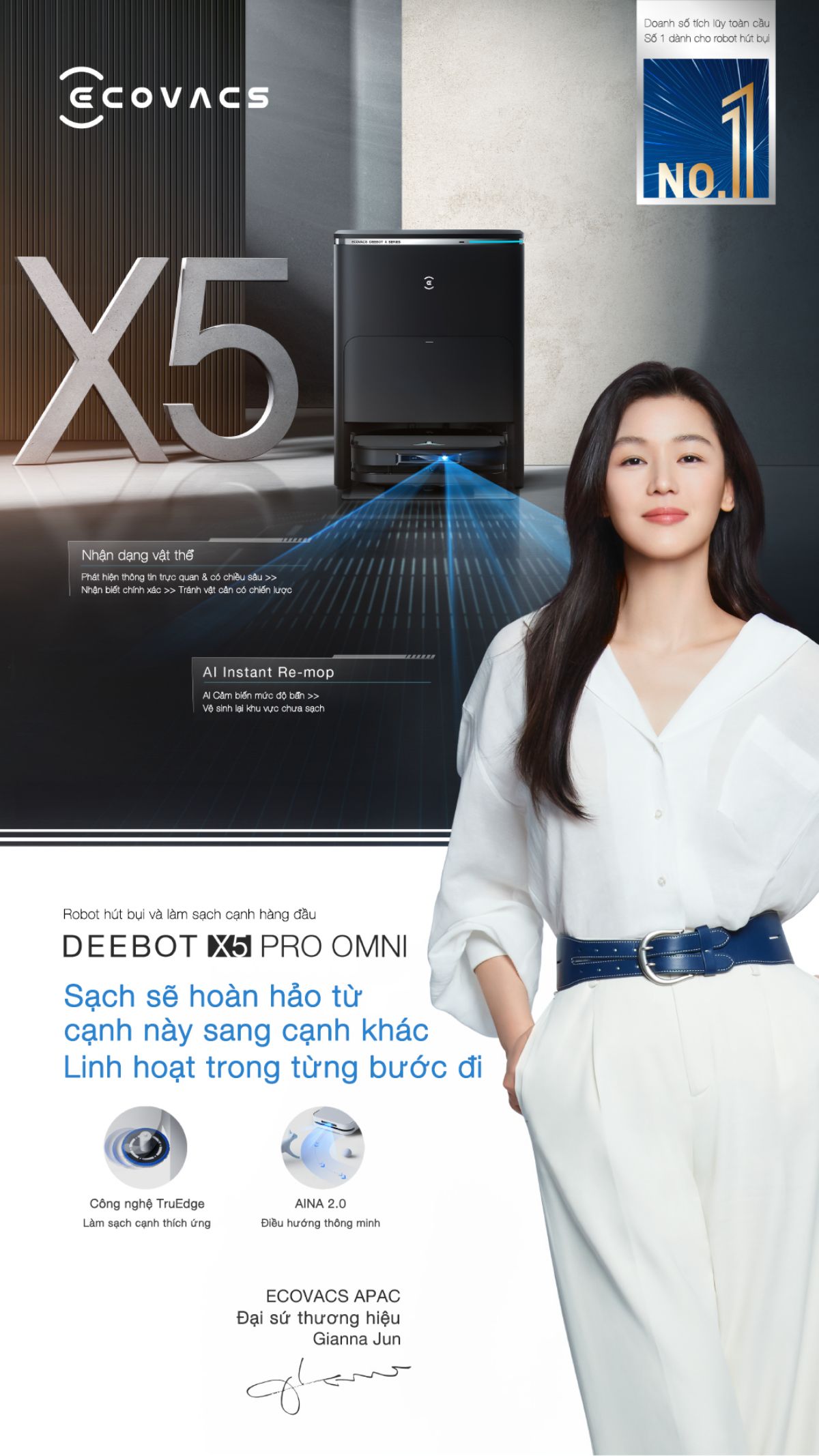 Robot hút bụi Ecovacs X5 Pro Omni