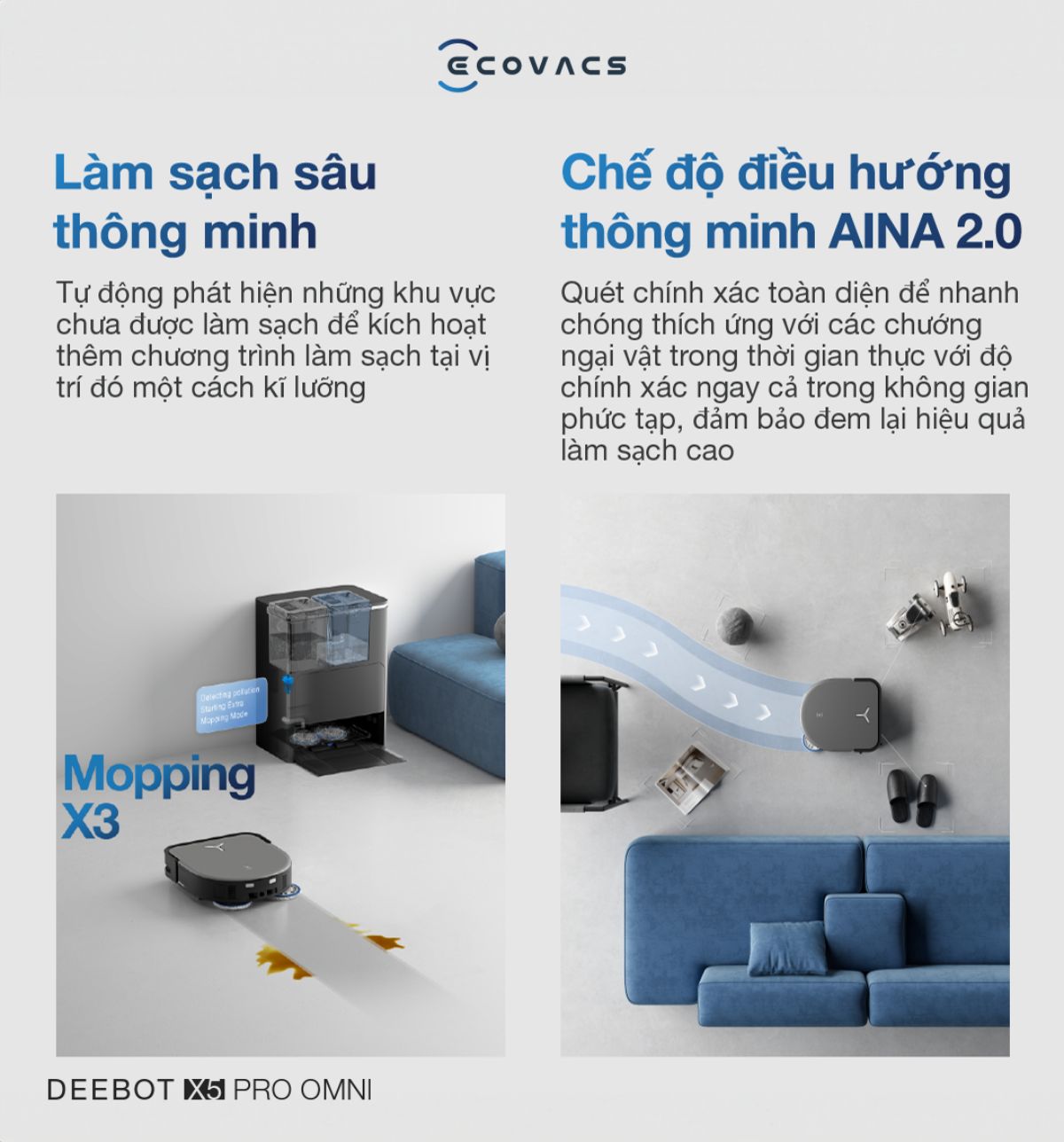 Robot hút bụi Ecovacs X5 Pro Omni