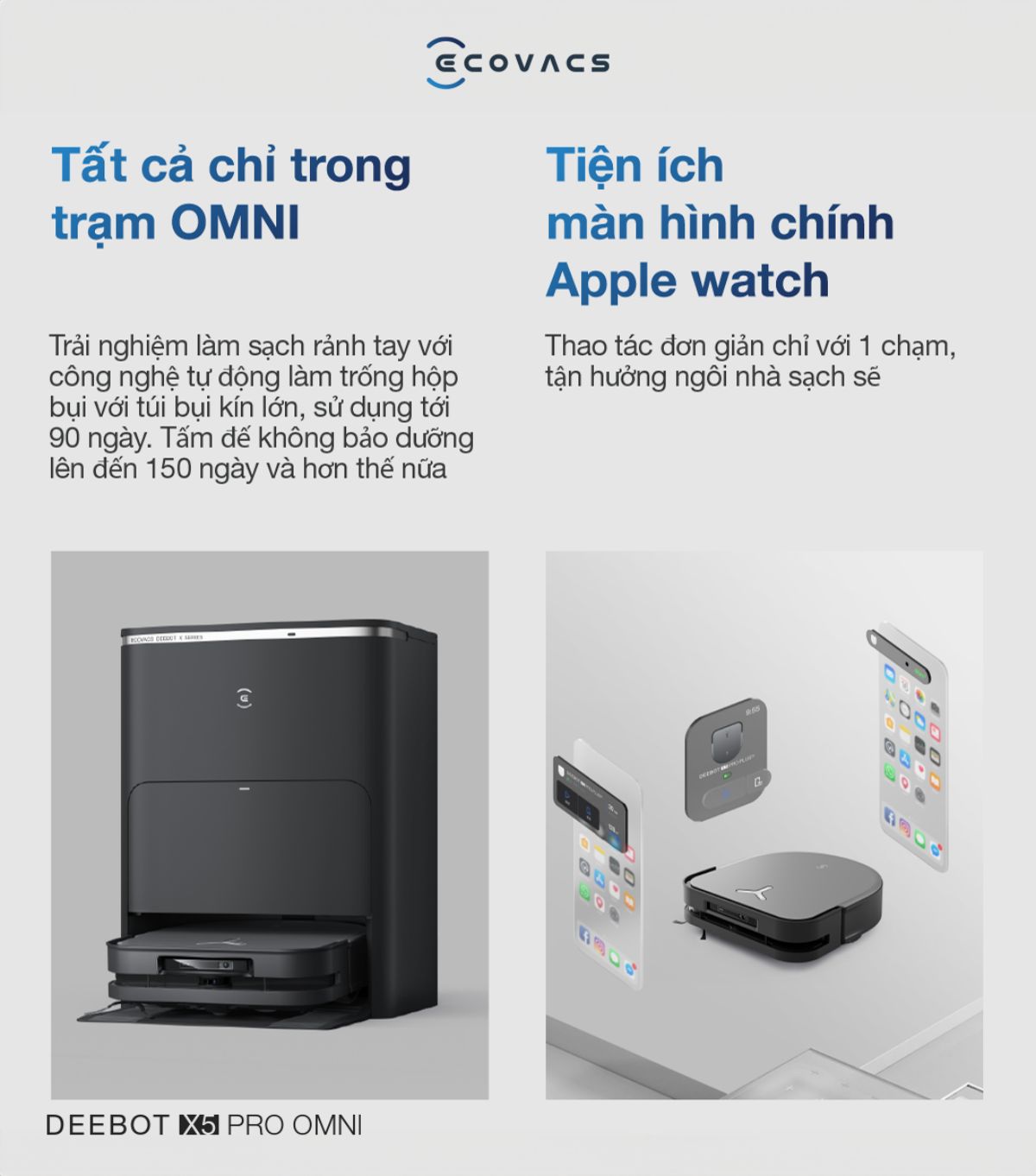 Robot hút bụi Ecovacs X5 Pro Omni