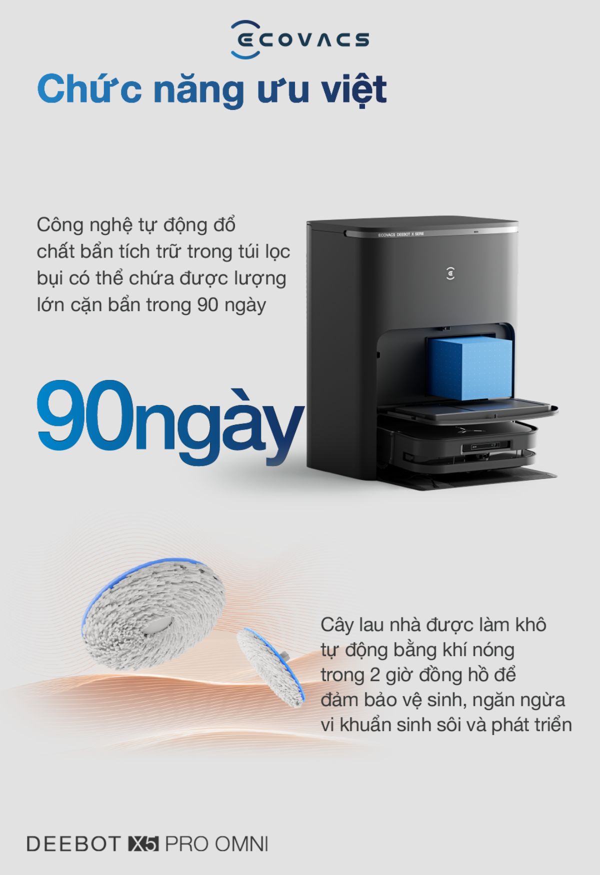 Robot hút bụi Ecovacs X5 Pro Omni
