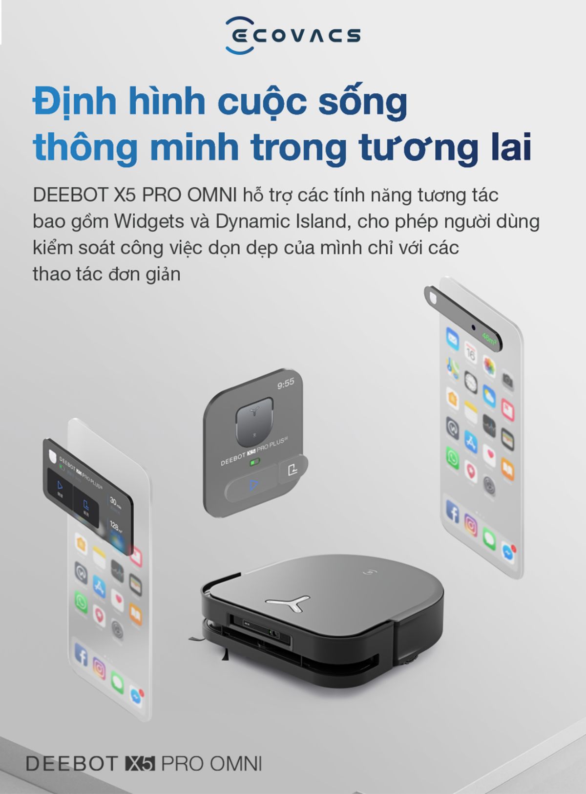 Robot hút bụi Ecovacs X5 Pro Omni