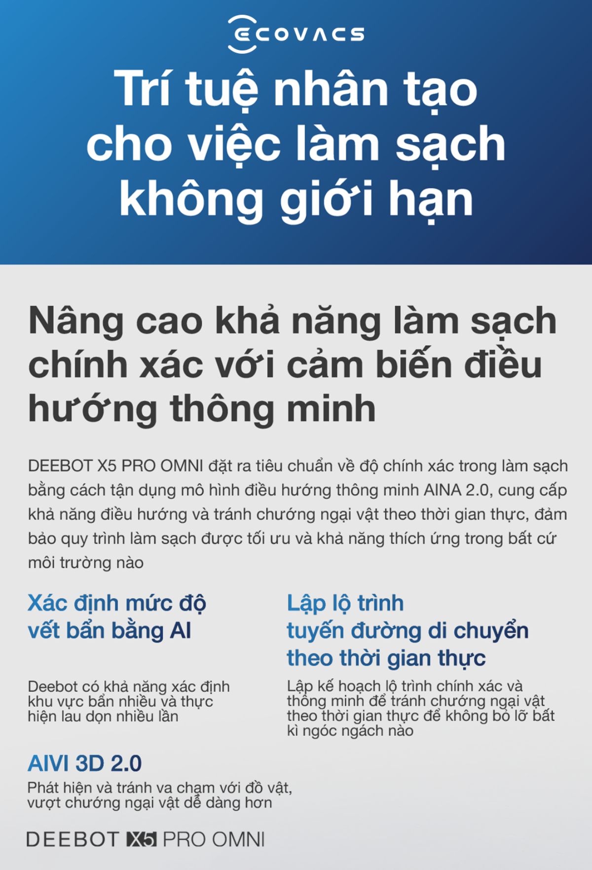 Robot hút bụi Ecovacs X5 Pro Omni