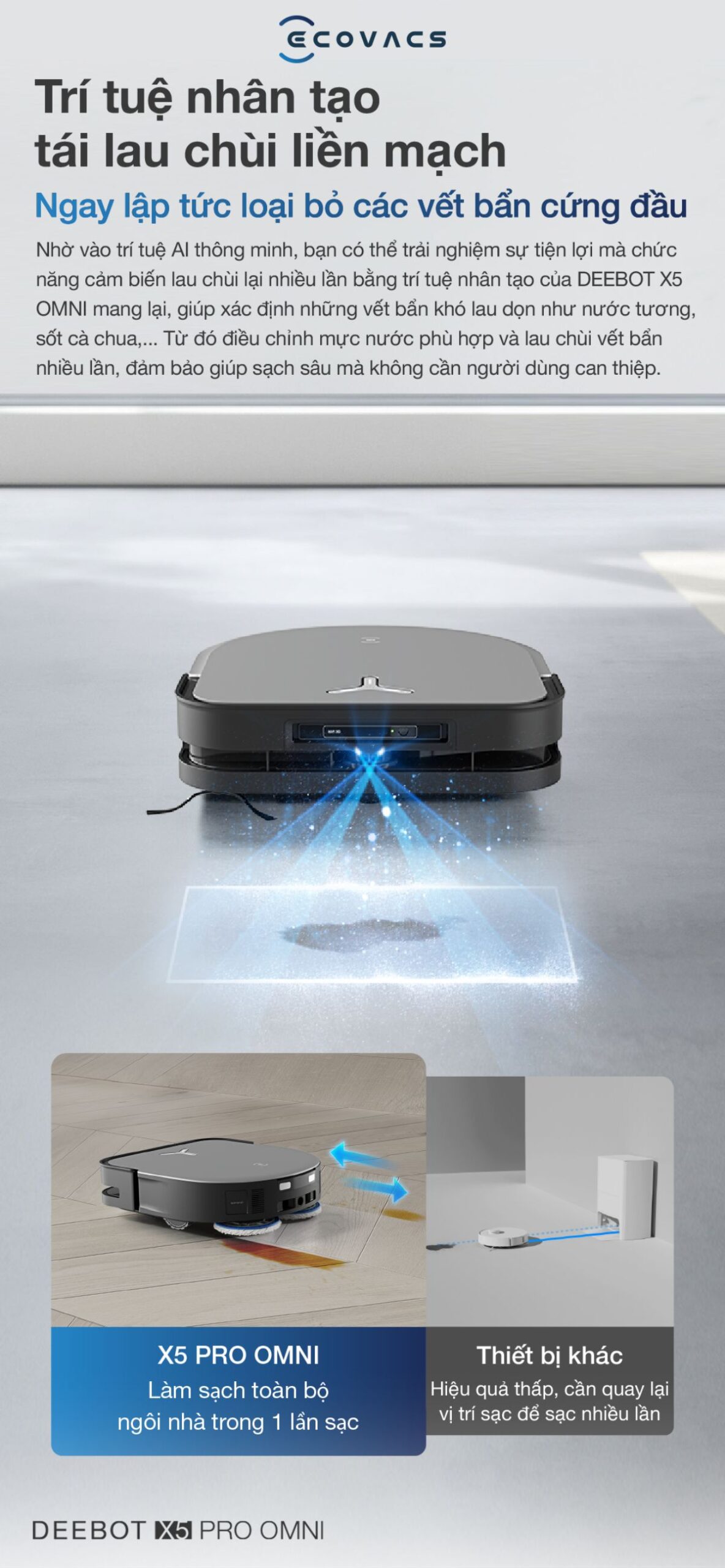 Robot hút bụi Ecovacs X5 Pro Omni