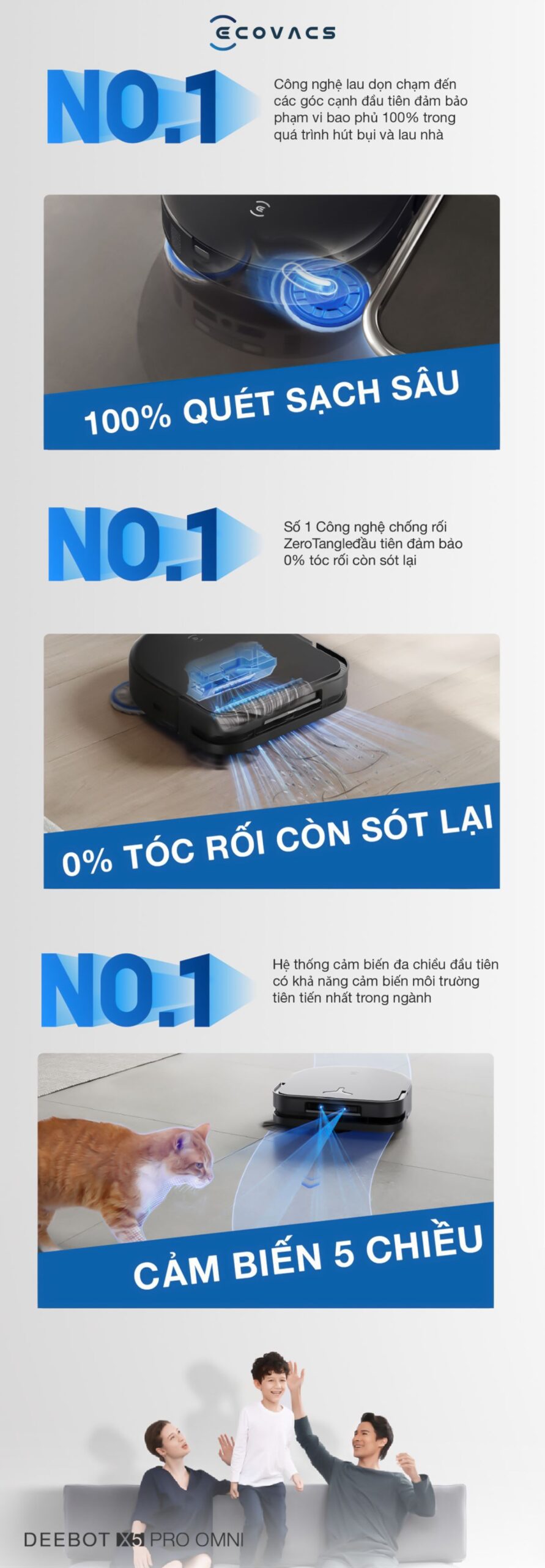 Robot hút bụi Ecovacs X5 Pro Omni