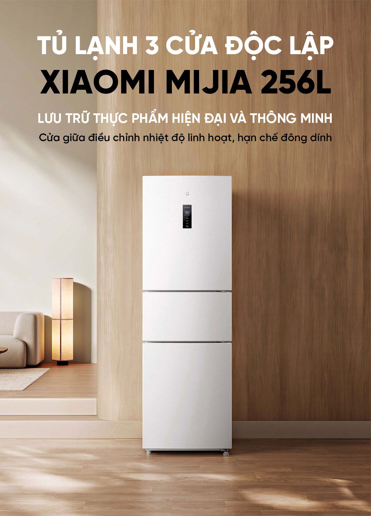 Tủ lạnh Xiaomi Mijia 256L thiết kế 3 cửa độc lập