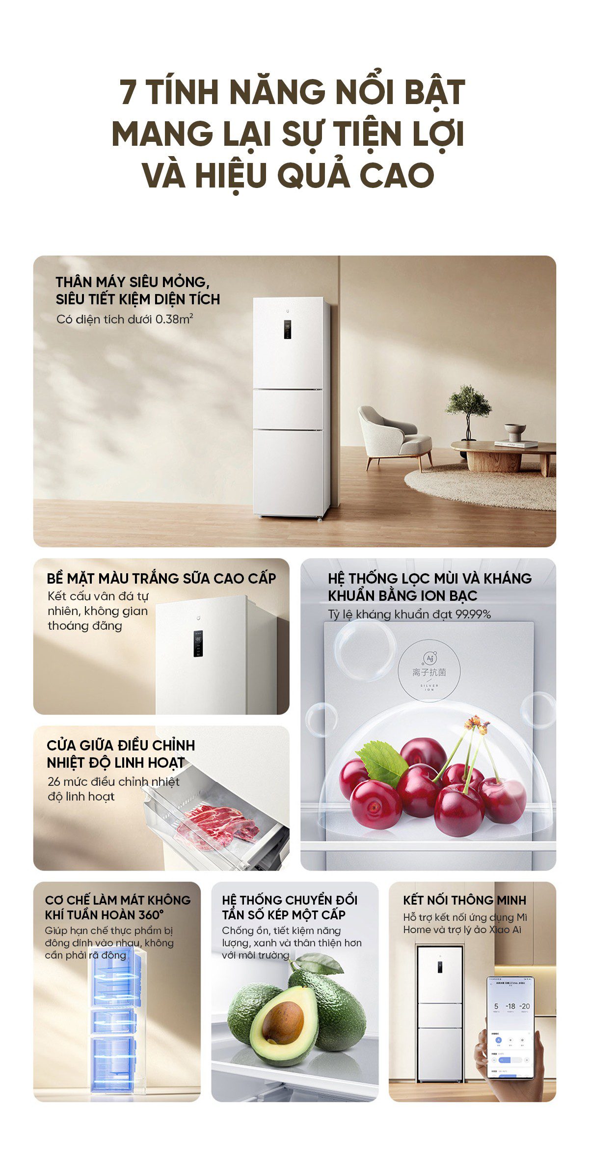 Tủ lạnh Xiaomi Mijia 256L thiết kế 3 cửa độc lập