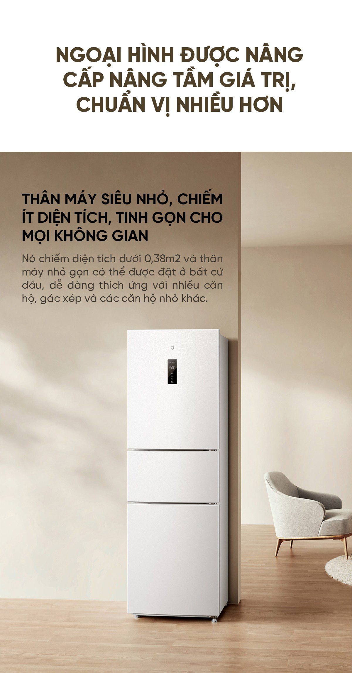 Tủ lạnh Xiaomi Mijia 256L thiết kế 3 cửa độc lập