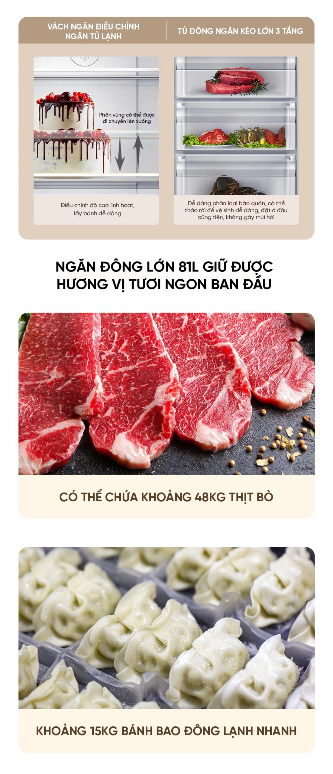 Tủ lạnh Xiaomi Mijia 256L thiết kế 3 cửa độc lập