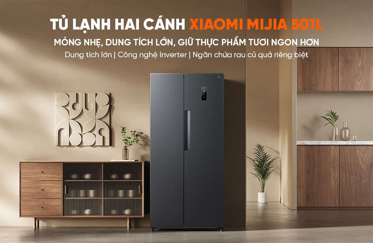 Tủ lạnh Xiaomi Mijia 501L, 2 cánh, siêu mỏng