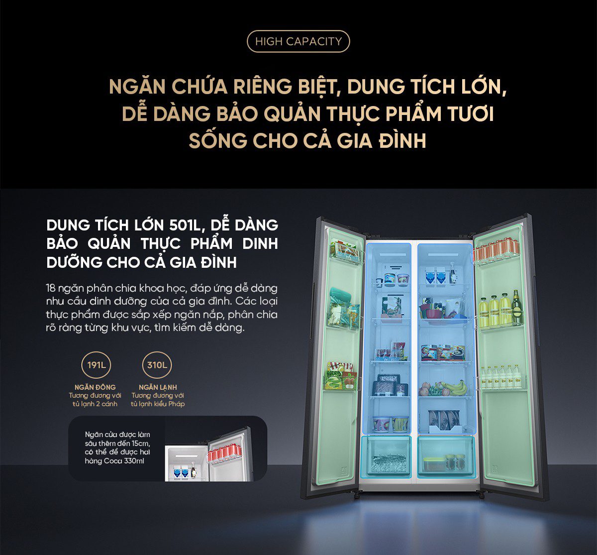 Tủ lạnh Xiaomi Mijia 501L, 2 cánh, siêu mỏng