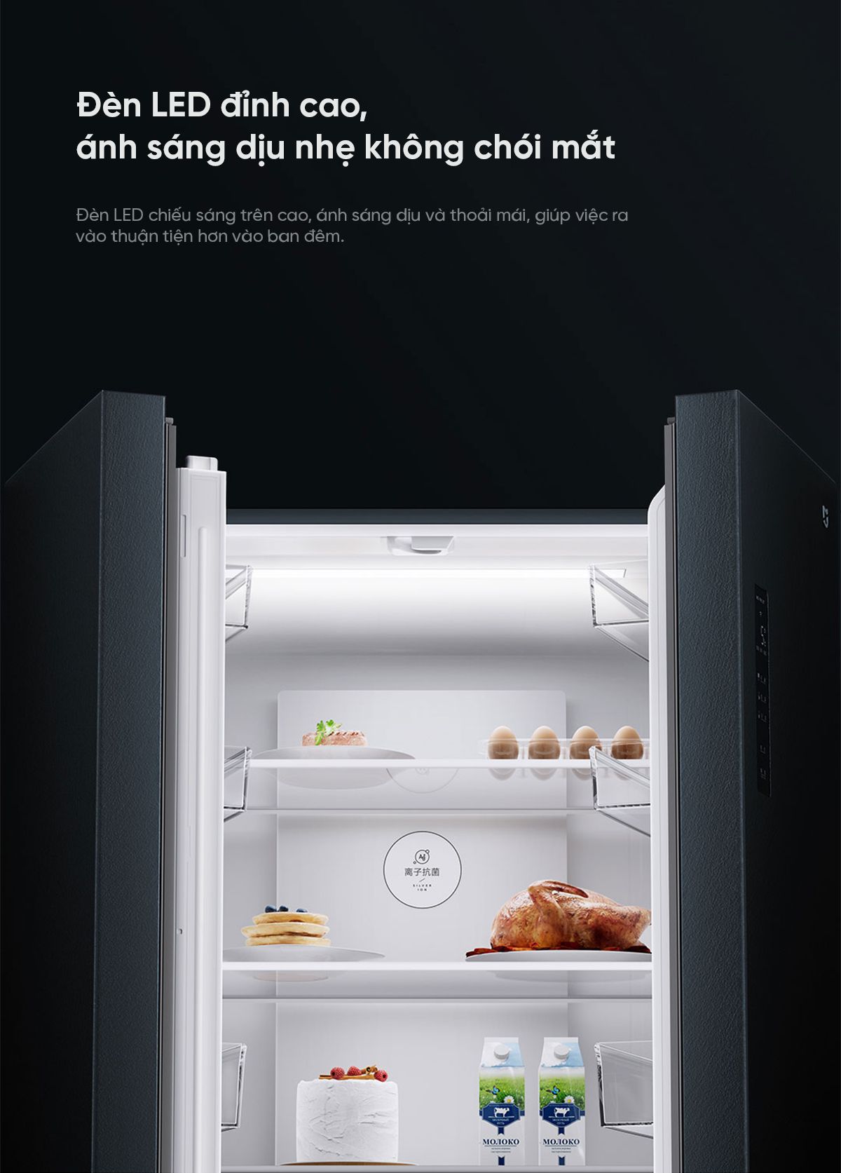 Tủ lạnh Xiaomi Mijia 606L, 4 cánh, ion khử khuẩn, cấp đông nhanh