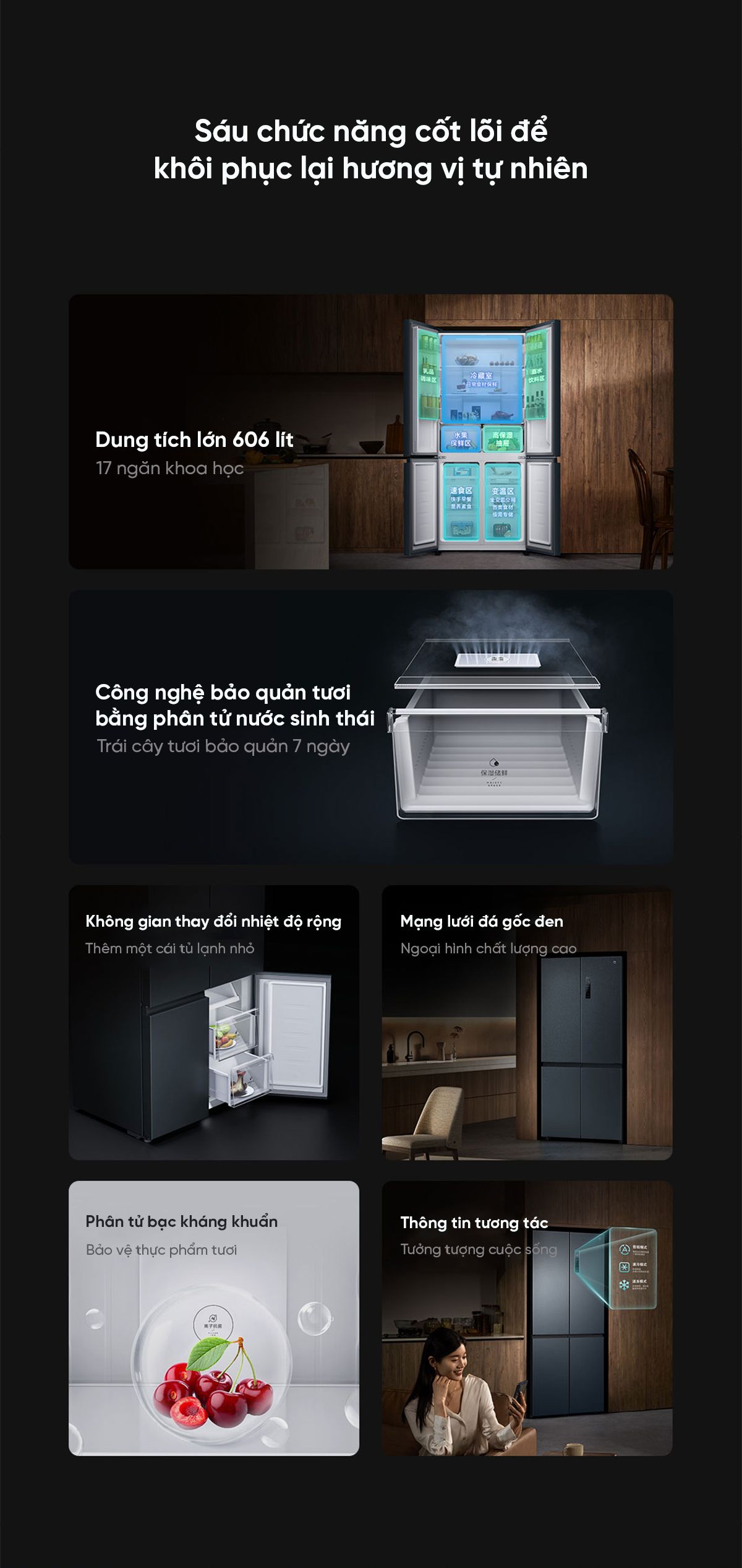 Tủ lạnh Xiaomi Mijia 606L, 4 cánh, ion khử khuẩn, cấp đông nhanh