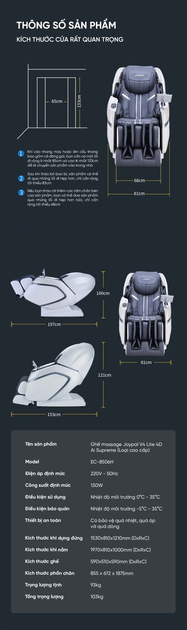Ghế Massage Cao Cấp Xiaomi Joypal V4 Lite 4D Ai Supreme