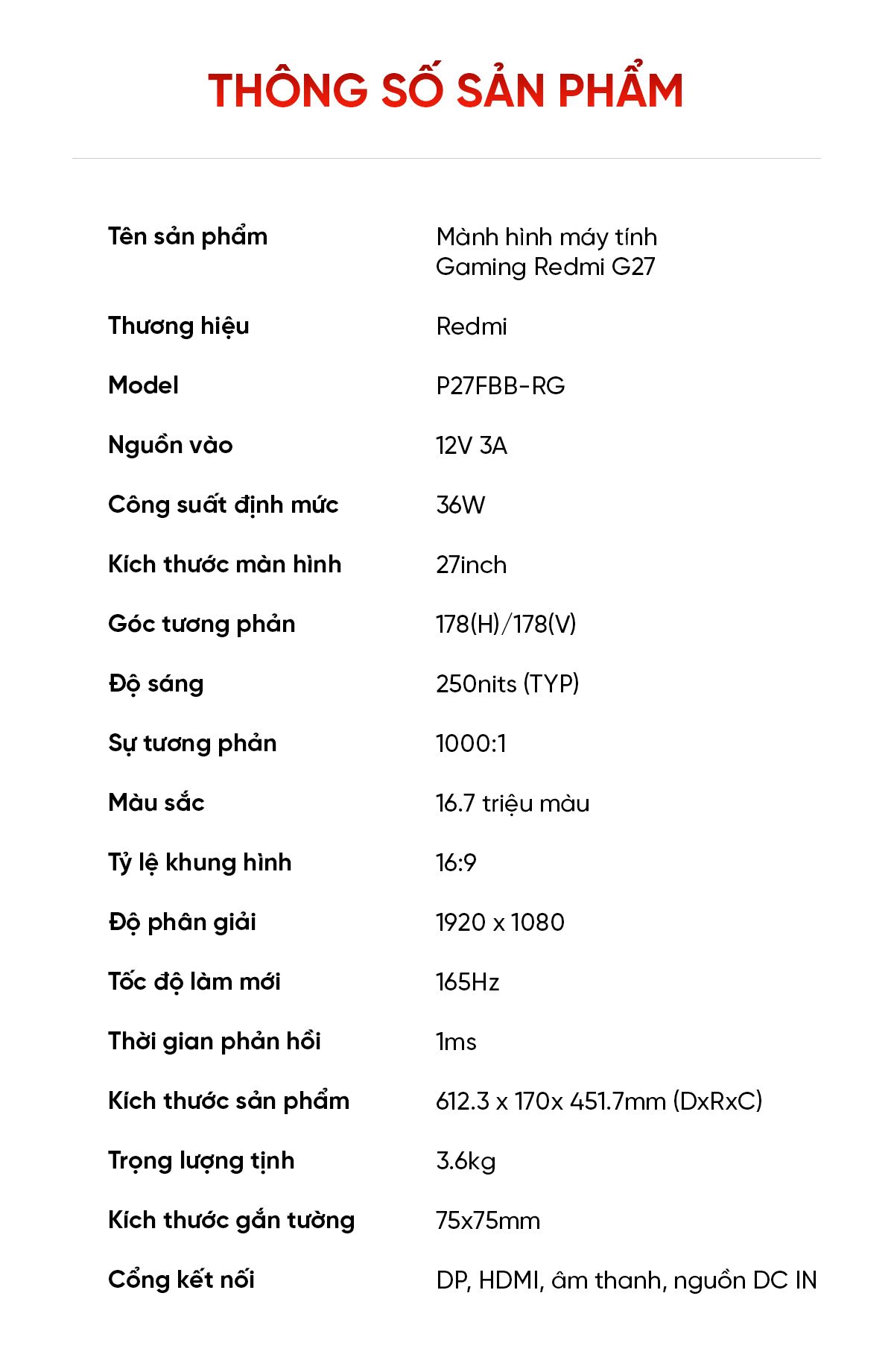 Màn hình máy tính Xiaomi Redmi Gaming G27 27 Inch