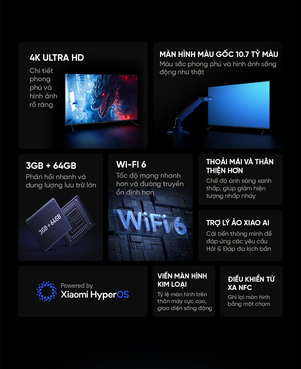 Tivi Xiaomi Redmi A Pro 43 Inch 2025 Ram 3/64GB Tiết Kiệm Điện