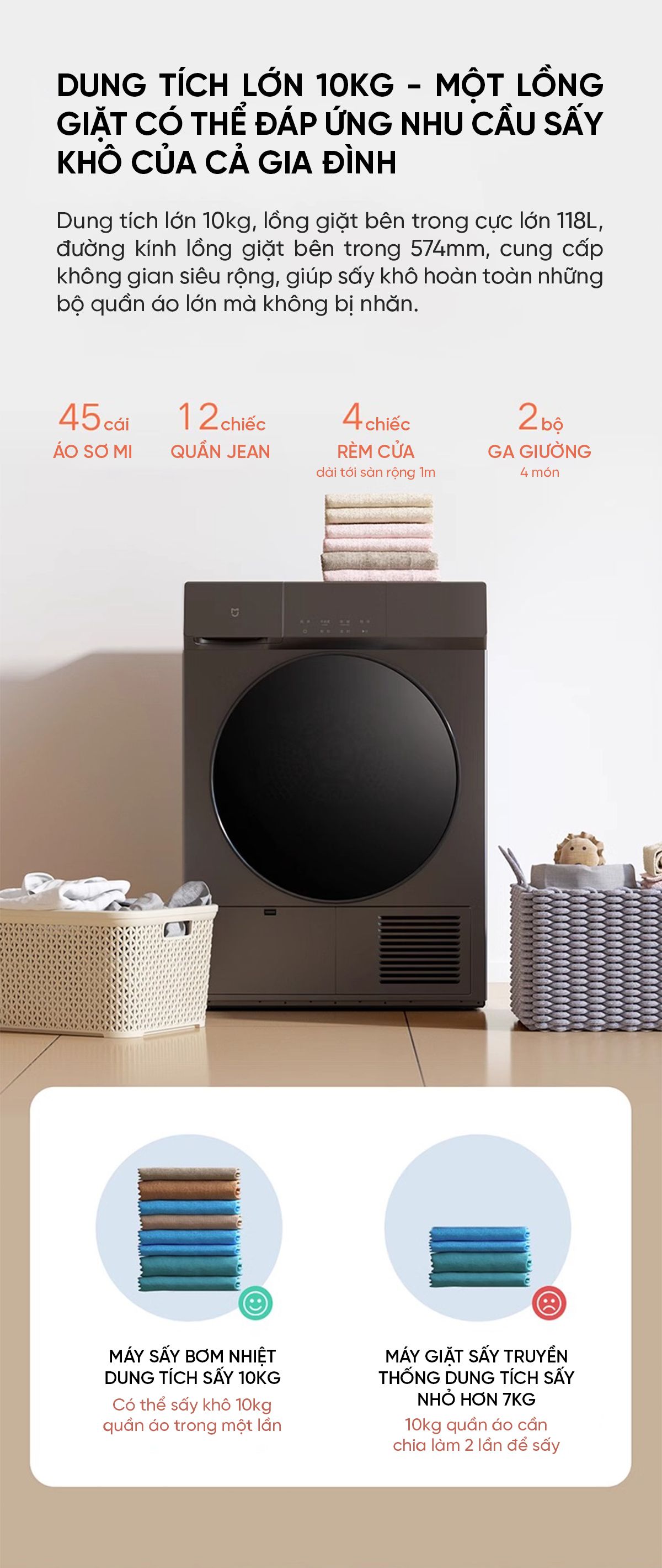 Máy sấy Xiaomi Mijia H100MJ102S Titanium 10kg