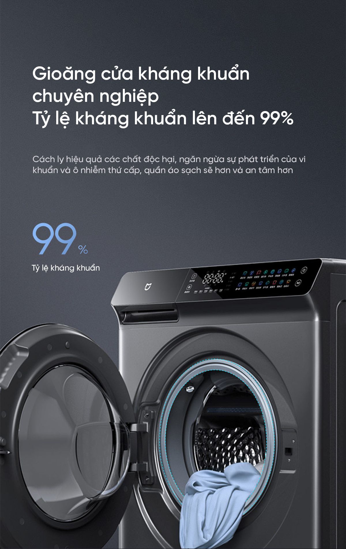 Máy giặt sấy Xiaomi Mijia MJ203 giặt 10kg, sấy 7kg , Tự Động Phân Chia Nước Giặt