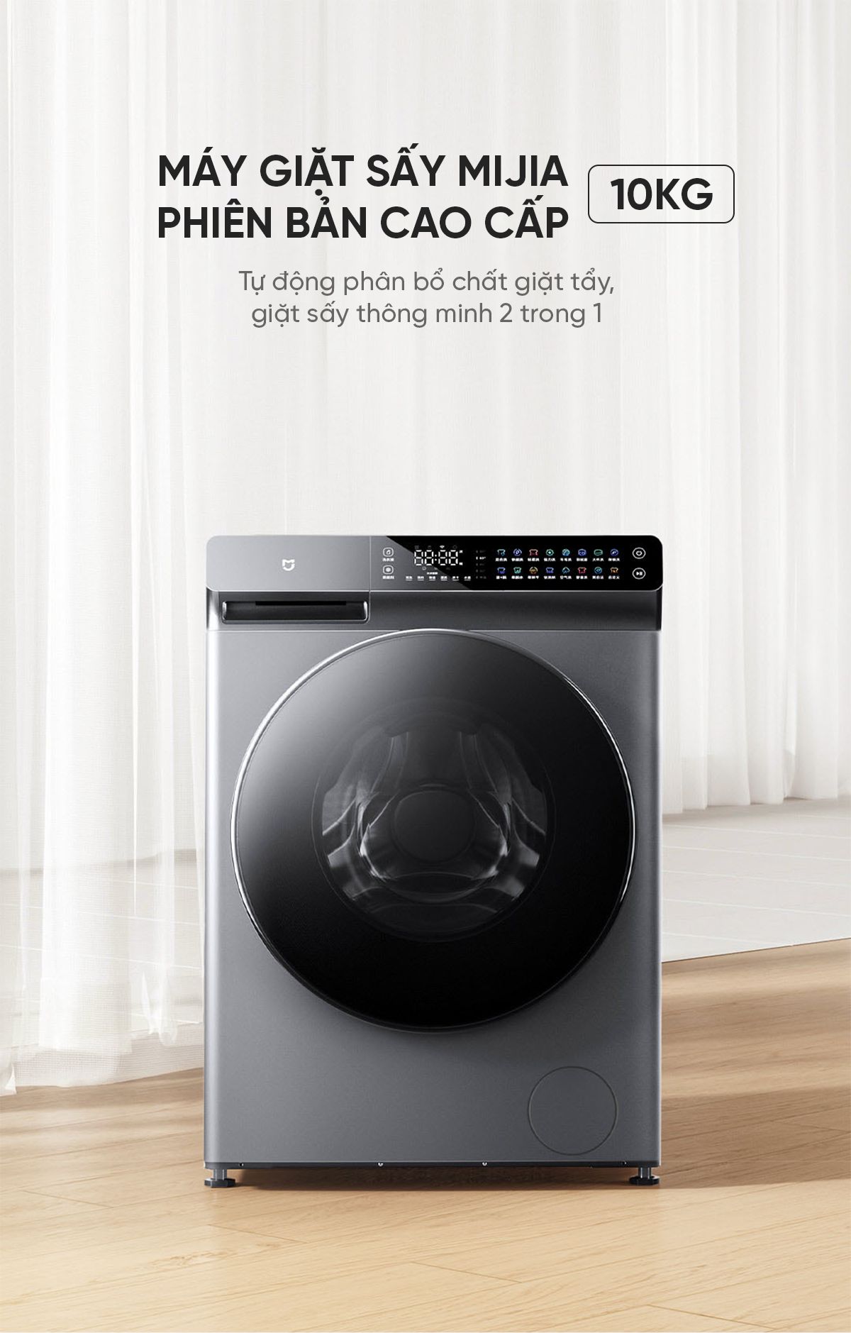 Máy giặt sấy Xiaomi Mijia MJ203 giặt 10kg, sấy 7kg , Tự Động Phân Chia Nước Giặt