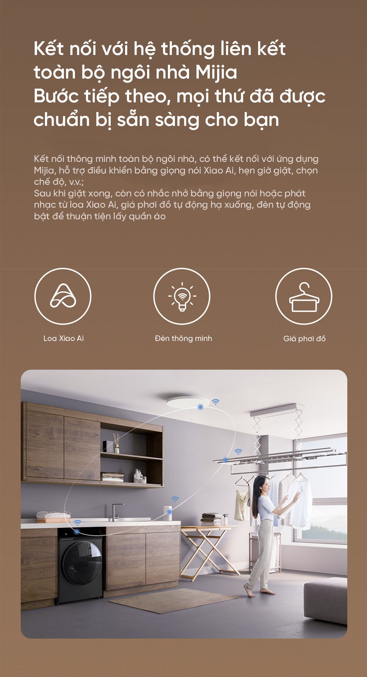 Máy giặt sấy Xiaomi Mijia MJ203 giặt 10kg, sấy 7kg , Tự Động Phân Chia Nước Giặt