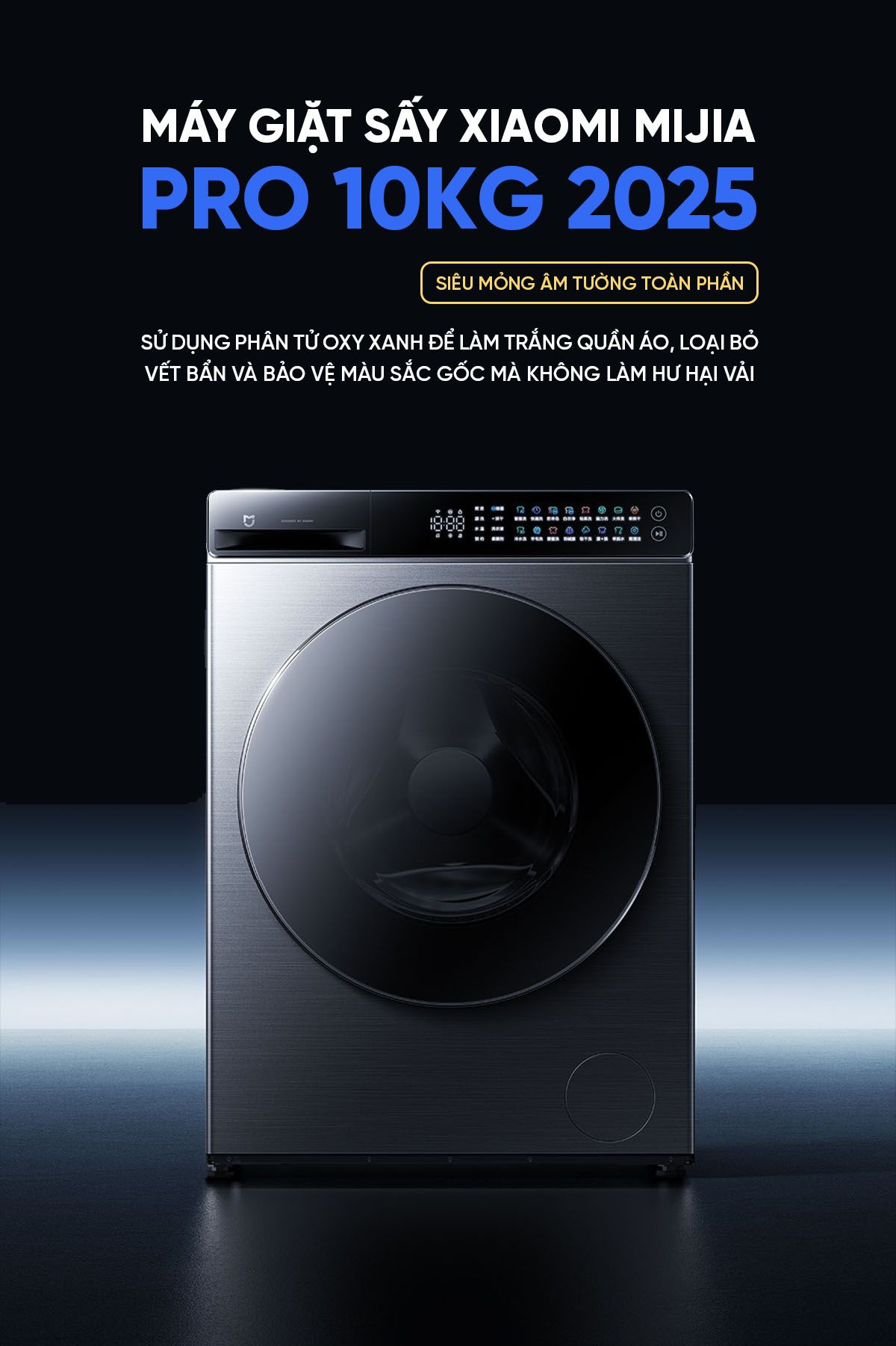 Máy giặt sấy Xiaomi Mijia MJ105 New 2025, giặt 10kg, sấy 7kg Tự Động Phân Chia Nước Giặt