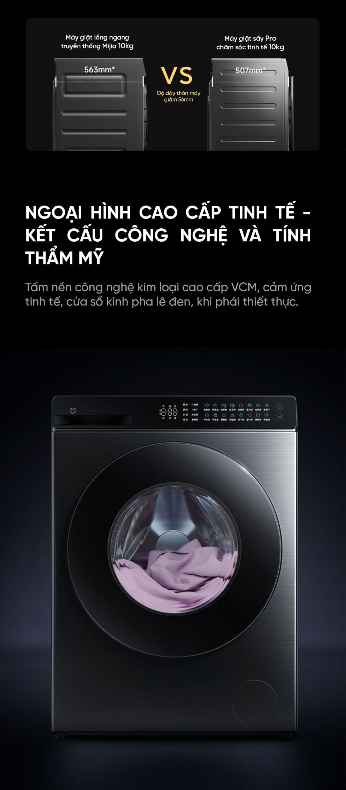 Máy giặt sấy Xiaomi Mijia MJ105 New 2025, giặt 10kg, sấy 7kg Tự Động Phân Chia Nước Giặt