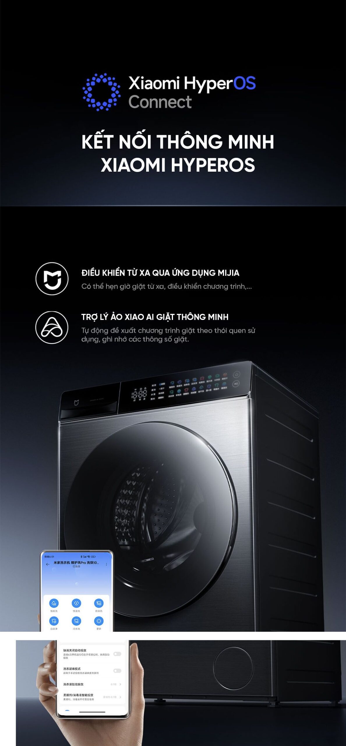 Máy giặt sấy Xiaomi Mijia MJ105 New 2025, giặt 10kg, sấy 7kg Tự Động Phân Chia Nước Giặt