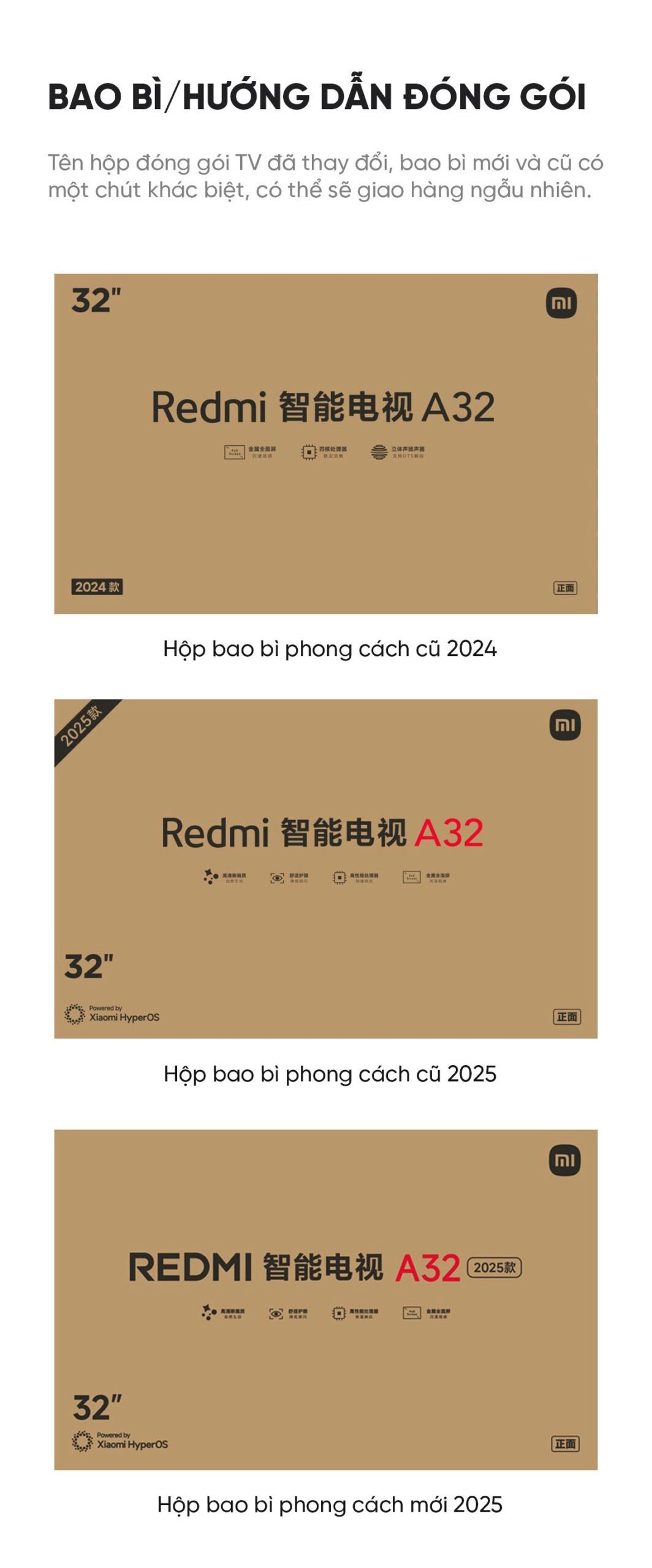 Tivi Xiaomi Redmi A32 2025 32 Inch Bản Nội Địa