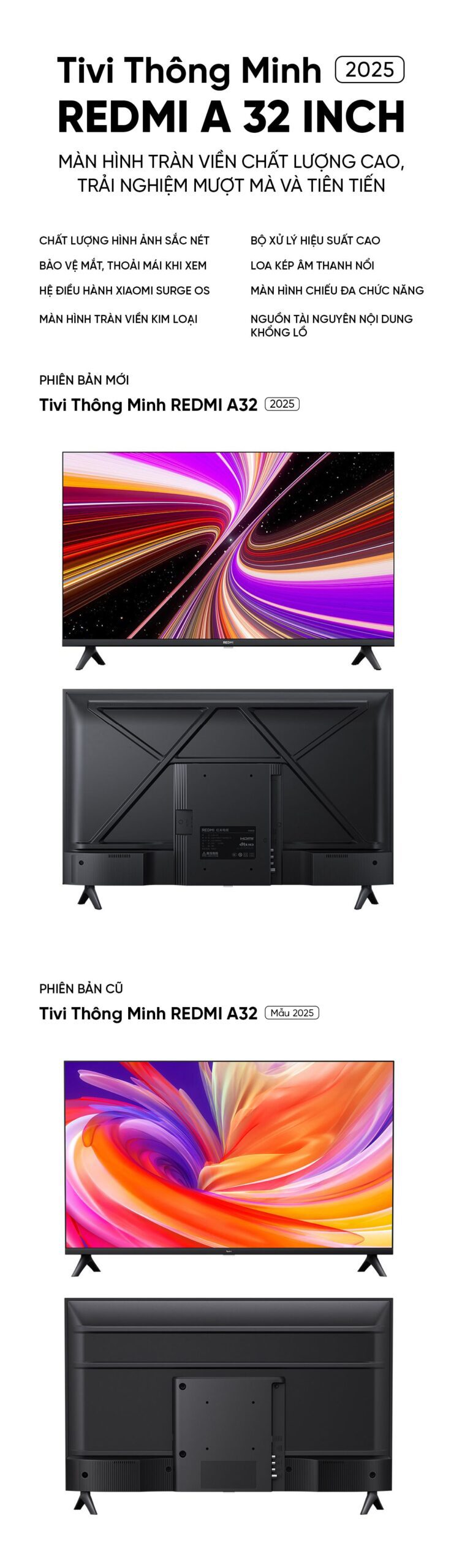Tivi Xiaomi Redmi A32 2025 32 Inch Bản Nội Địa