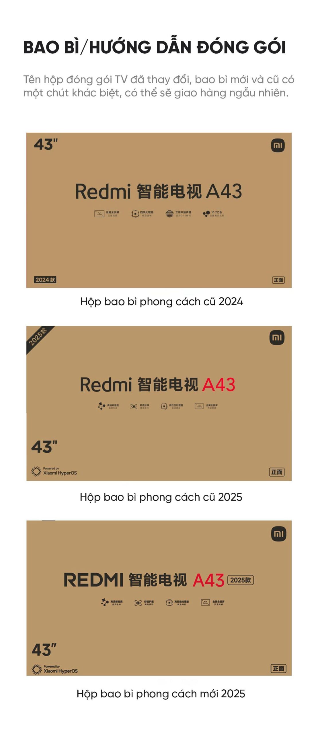 Tivi Xiaomi Redmi A43 2025 43 Inch Nội Địa