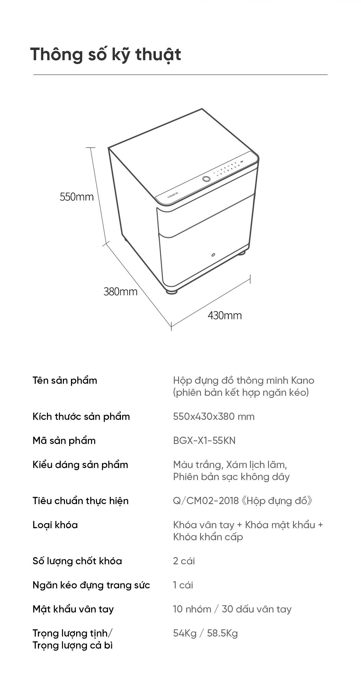 Két sắt Xiaomi thông minh BGX-X1-55KN